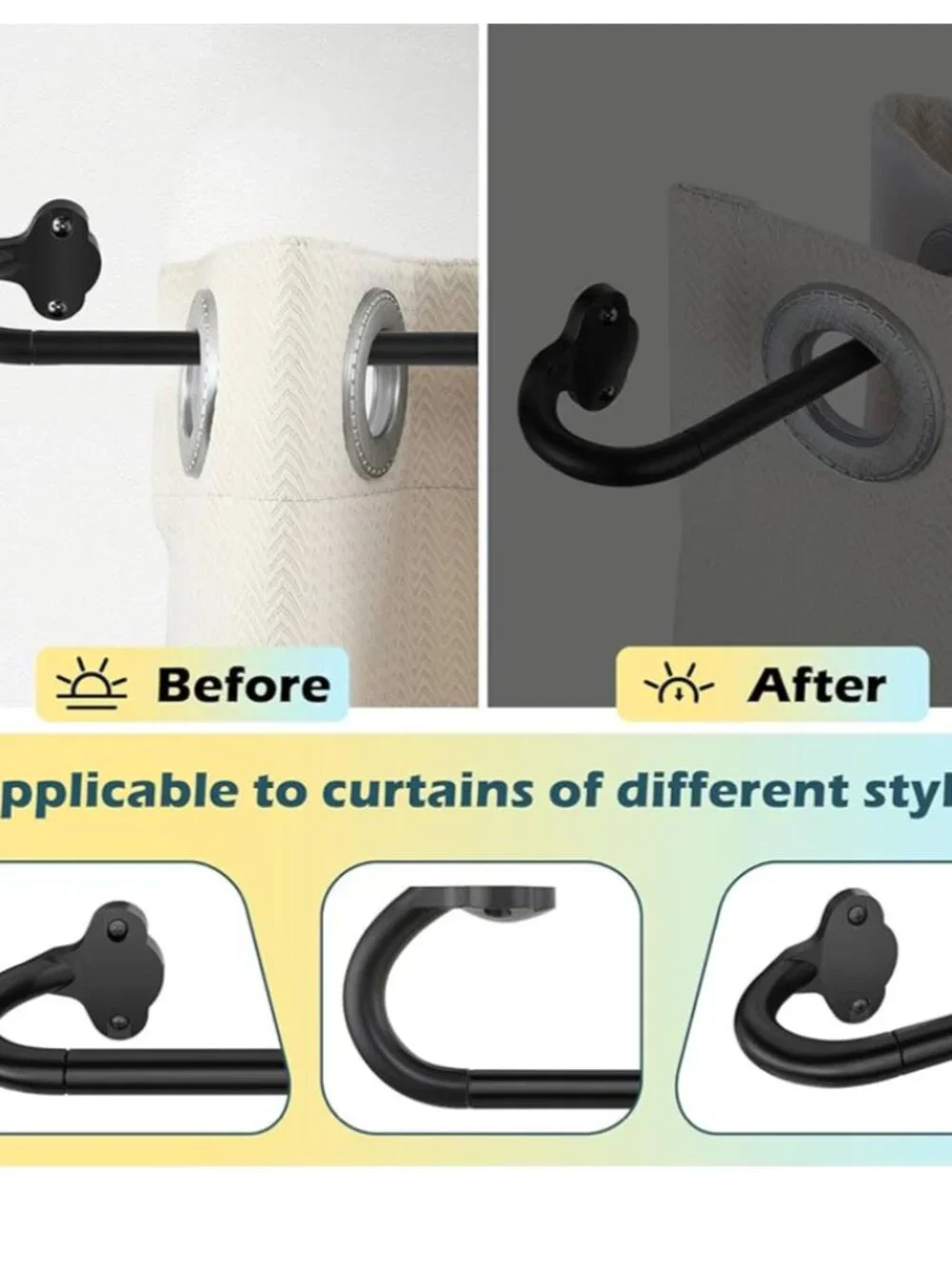 Mogaath Wrap Around Blackout Curtain Rods Set of 2 16